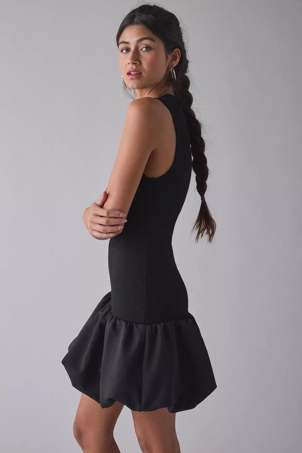 Glamorous High-Neck Drop Waist Bubble Hem Mini Dress by GLAMOROUS Glamorous High-Neck Drop Waist Bubble Hem Mini Dress by GLAMOROUS