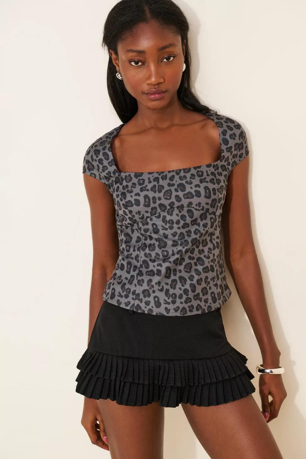 Glamorous Leopard Square-Neck Top by GLAMOROUS
