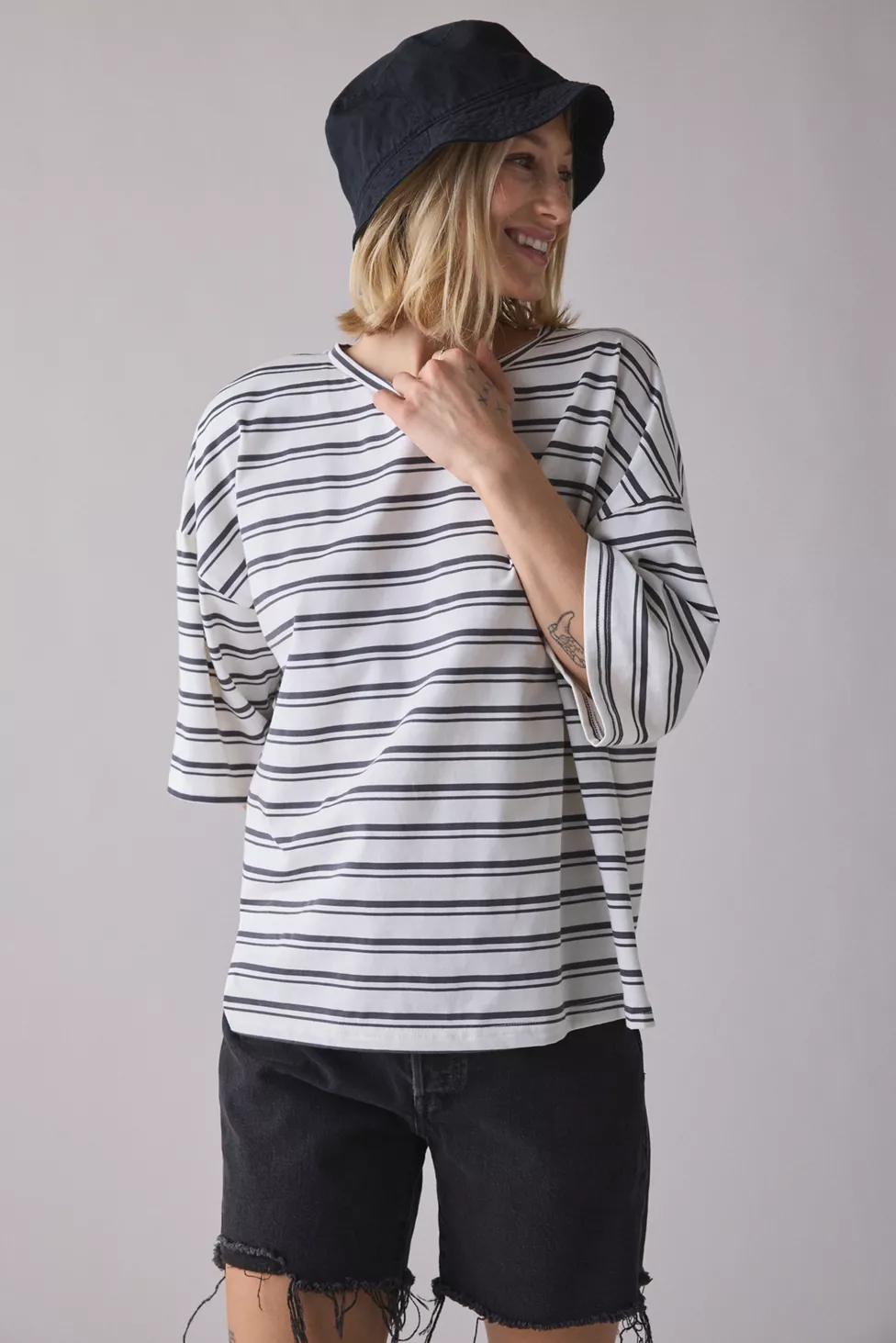 Glamorous Striped Oversized Boyfriend Tee by GLAMOROUS