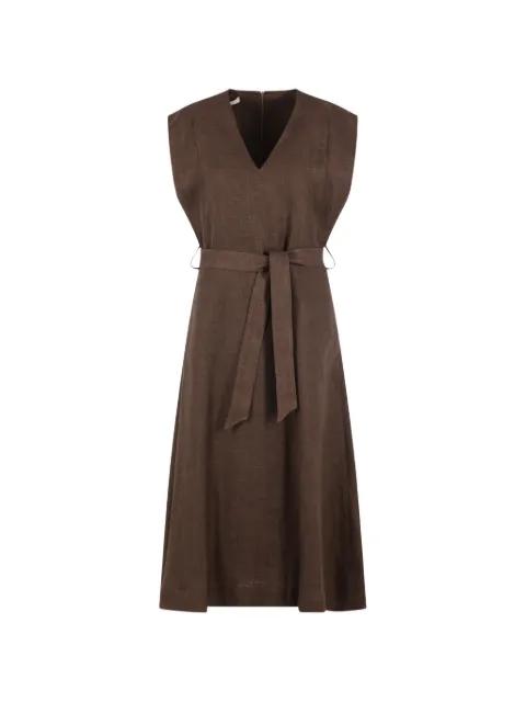 Lia V-neck belted dress by GLANSHIRT