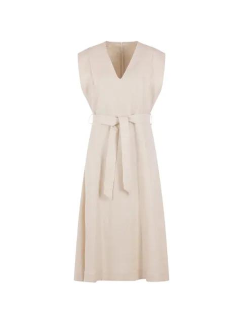 Lia V-neck tie dress by GLANSHIRT