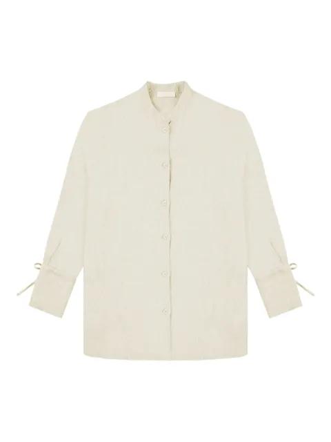 tie-cuff linen shirt by GLANSHIRT
