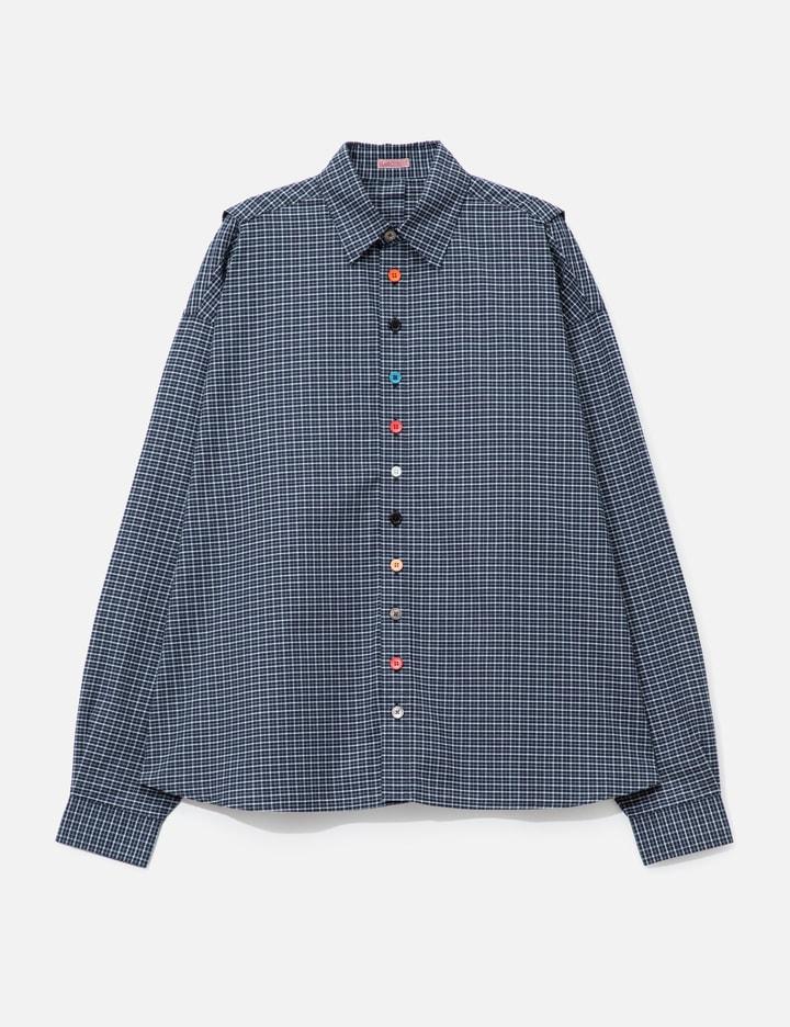 Blue Detachable Shirt With Special Buttons by GLASS CYPRESS