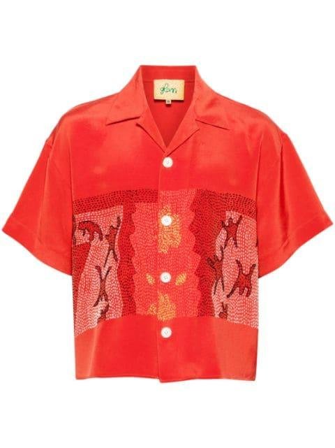 Inferno-embroidered silk shirt by GLASS CYPRESS