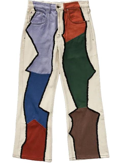 Patchwork Semi-Flare "Blue" jeans by GLASS CYPRESS