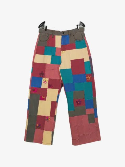 patchwork flower-embroidered jeans by GLASS CYPRESS