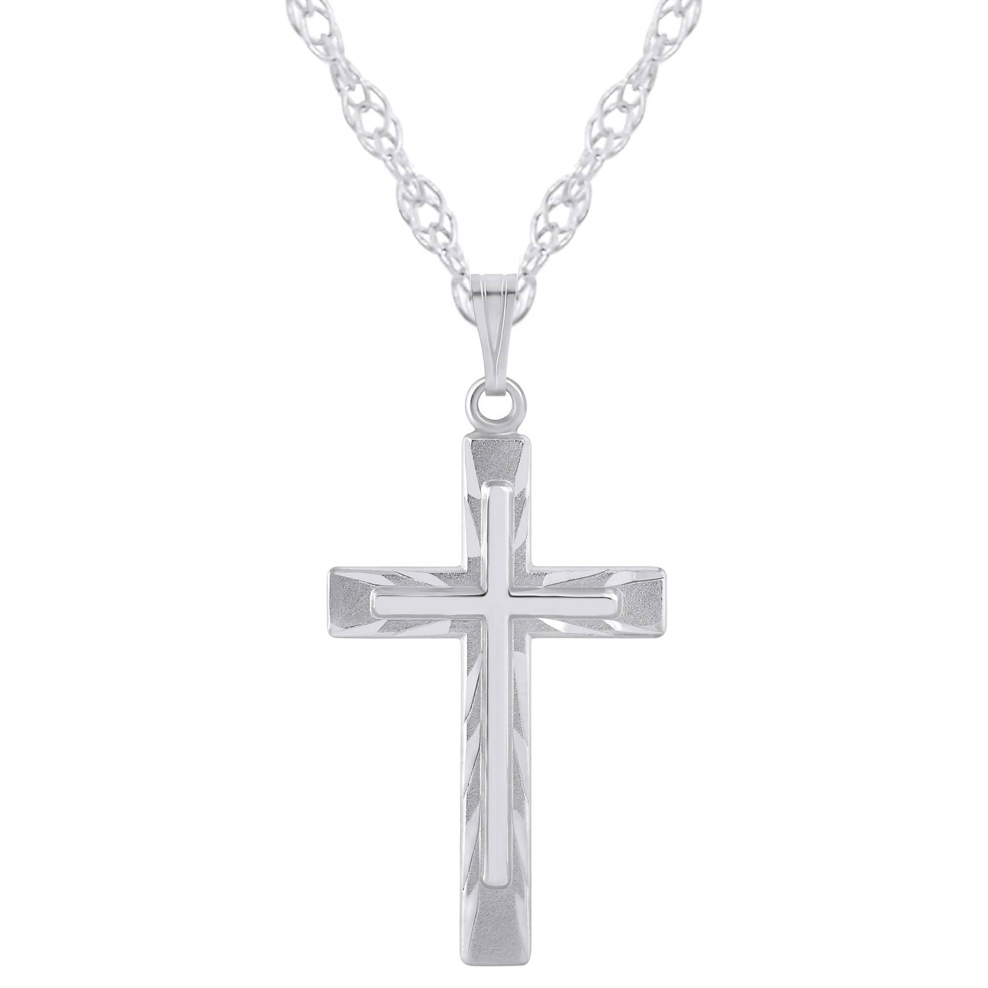 Sterling Silver Cross Pendant Necklace by GLISTENING JEWELS