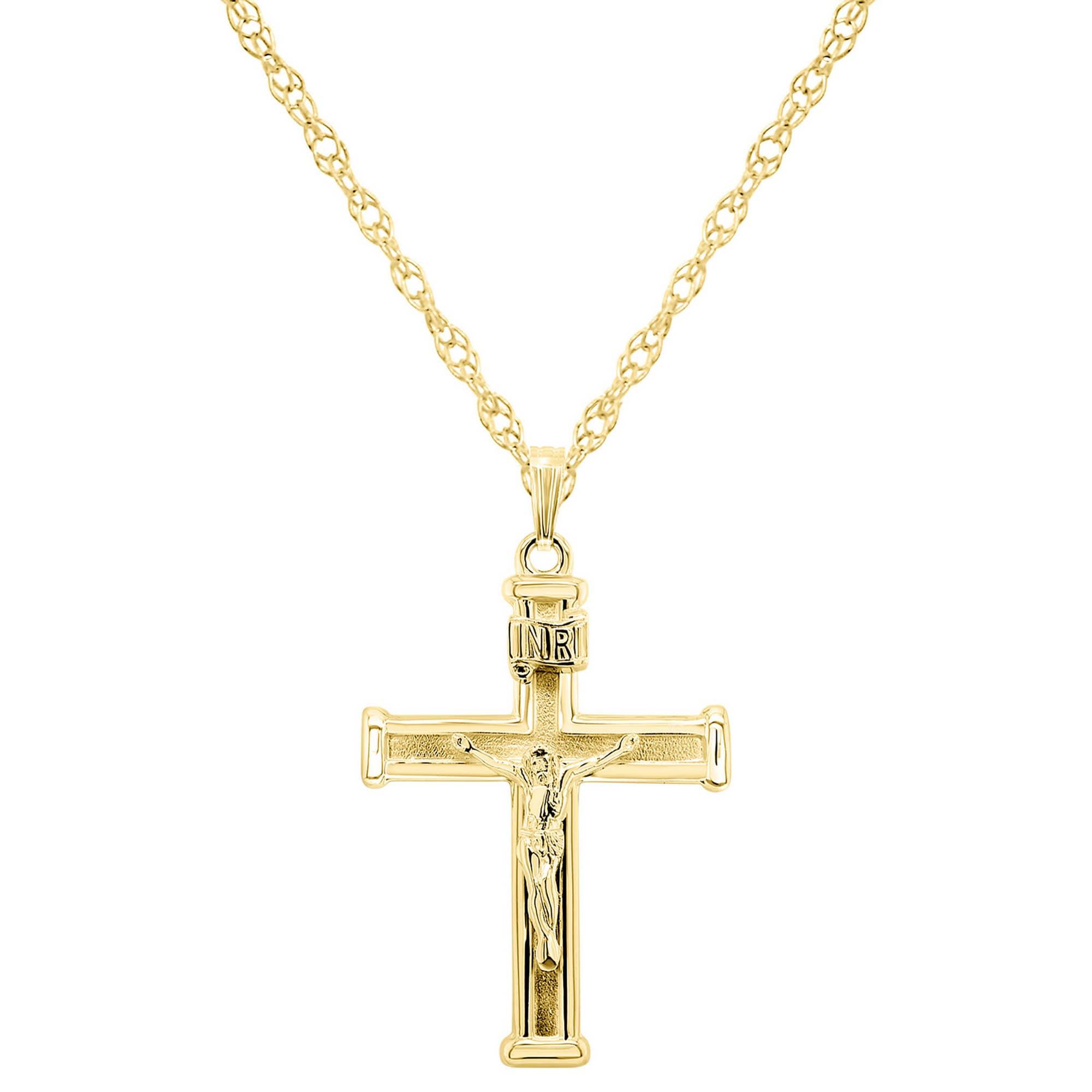 Sterling Silver Crucifix Cross Pendant Necklace by GLISTENING JEWELS