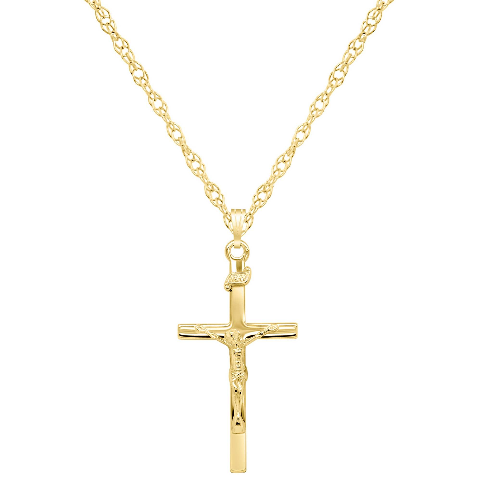 Sterling Silver Crucifix Cross Pendant Necklace by GLISTENING JEWELS