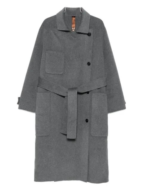 belted patch-pocket coat by GLOX