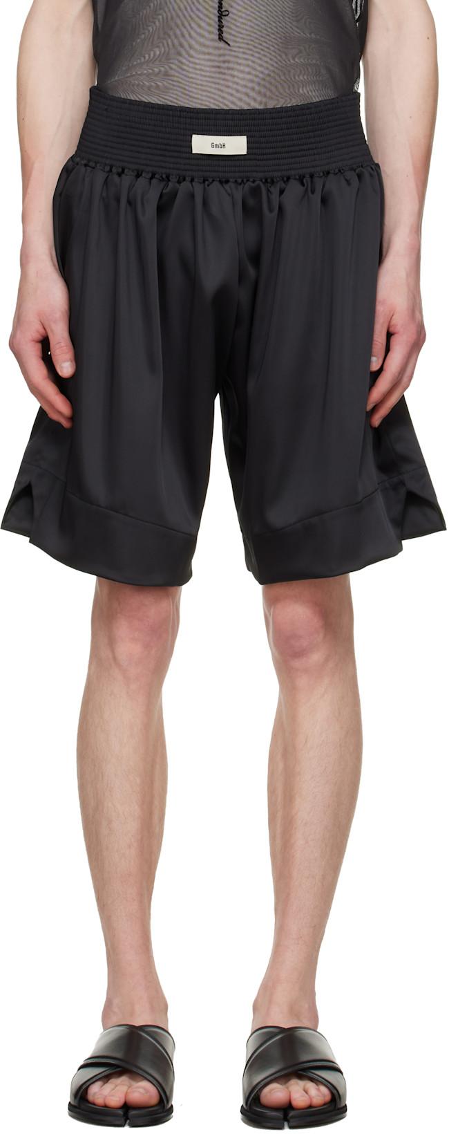 Black Nusret Satin Boxing Shorts by GMBH