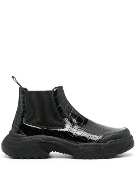 crocodile-effect chelsea boots by GMBH