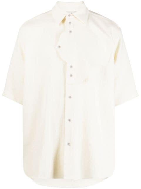 layered-detail terry-cloth shirt by GMBH