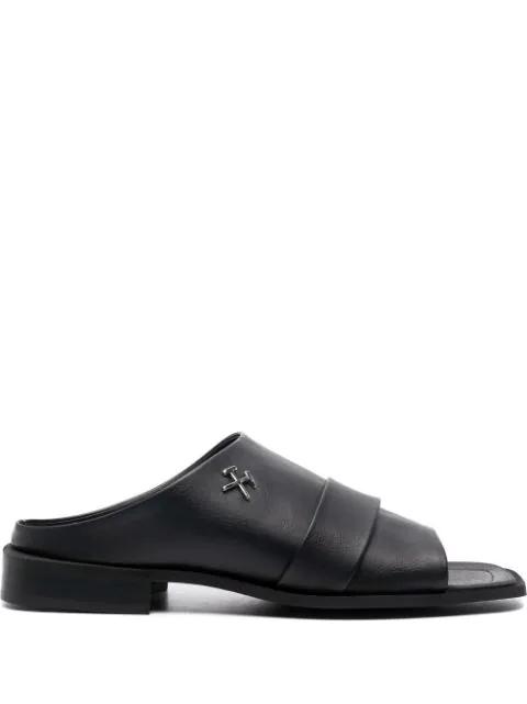 logo-plaque faux-leather sandals by GMBH