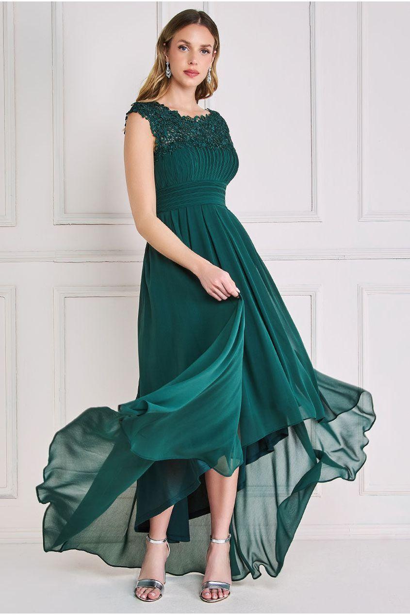 Crochet & Pleated Top High Low Maxi by GODDIVA