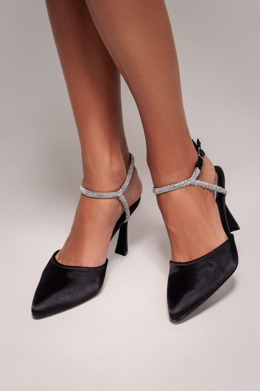 Diamante Embellished Satin Slingback Court Heels by GODDIVA