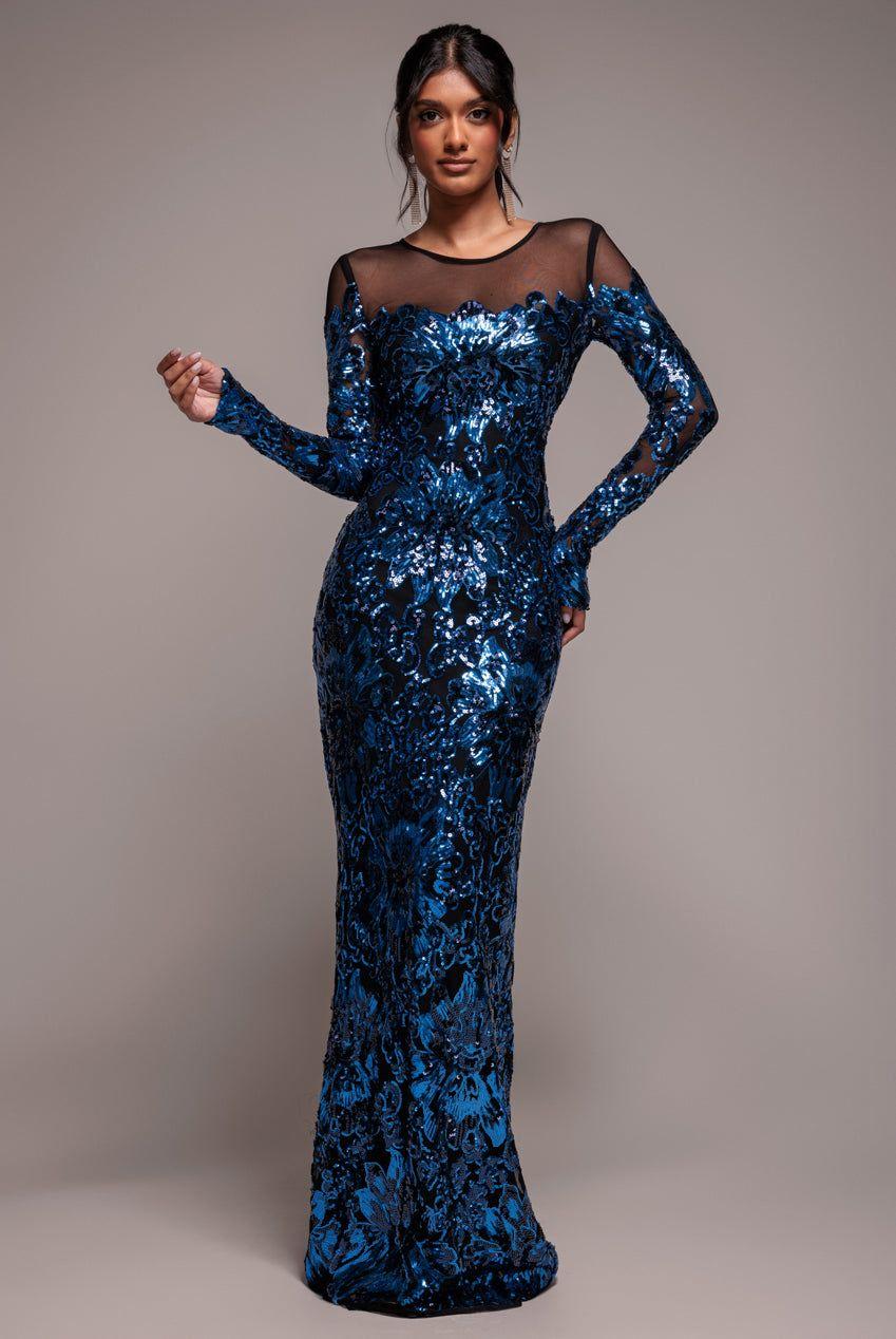 Floral Sequin Mesh Maxi by GODDIVA