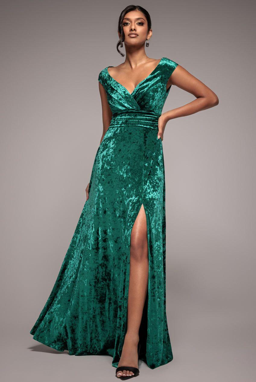 Ice Velvet Bardot Wrap Maxi by GODDIVA