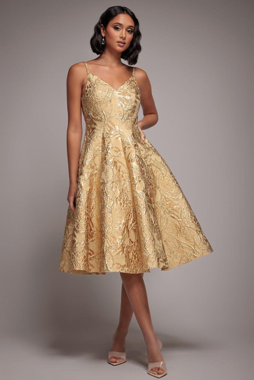 Jacquard Sleeveless A line Midi Dress by GODDIVA