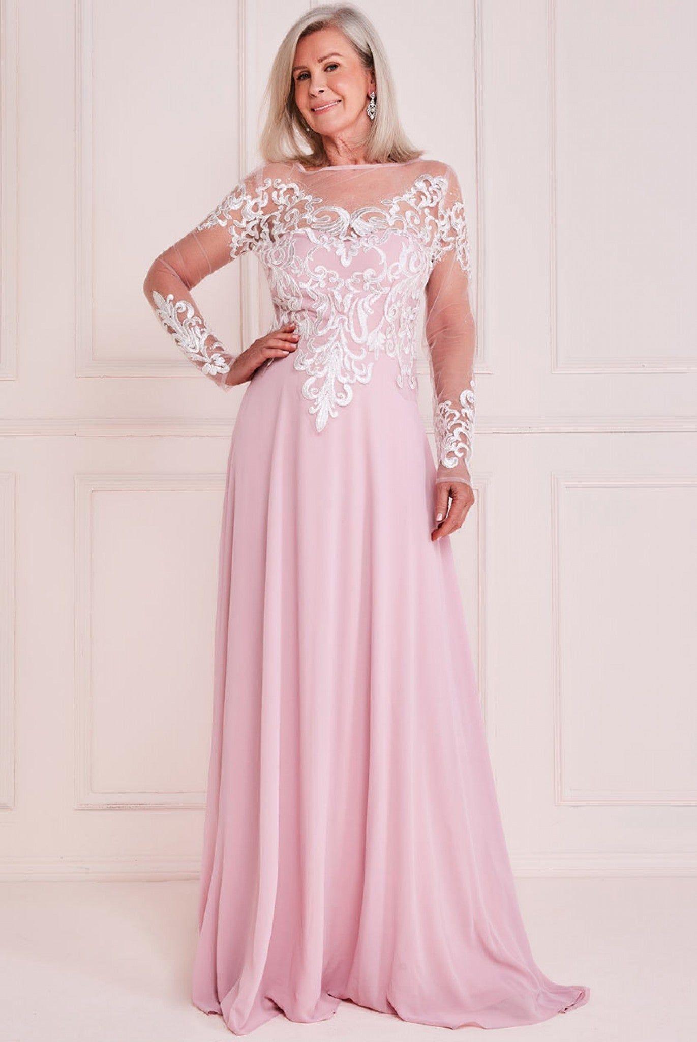 Mesh & Lace Embroidered Bodice Maxi by GODDIVA