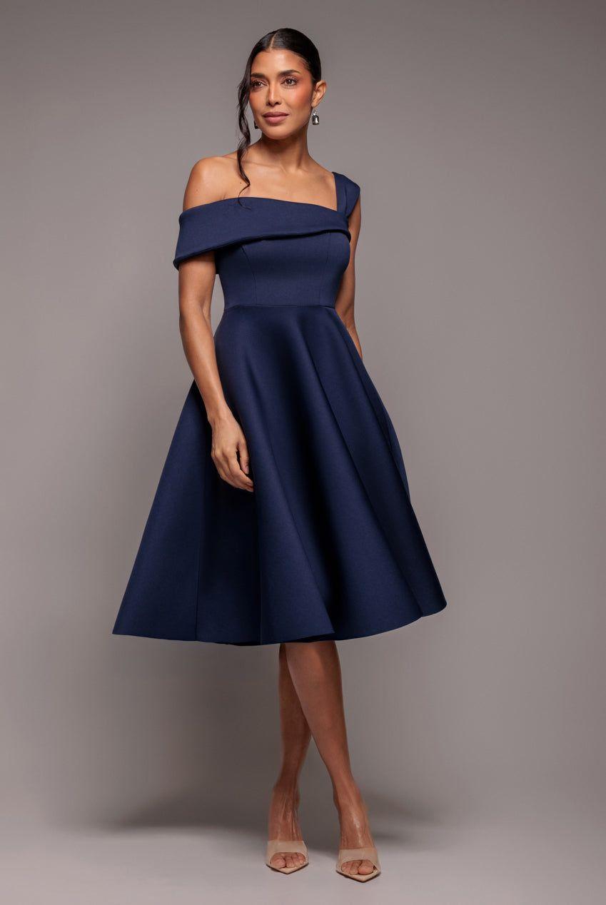 One Shoulder A Line Midi Dress by GODDIVA
