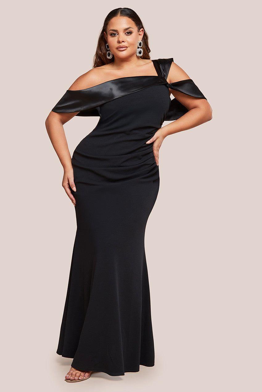 One Shoulder Satin Band Maxi Dress by GODDIVA