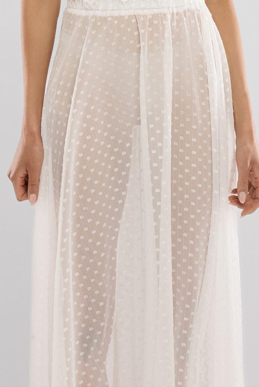 Polka Dobby Chiffon A Line Maxi Skirt by GODDIVA