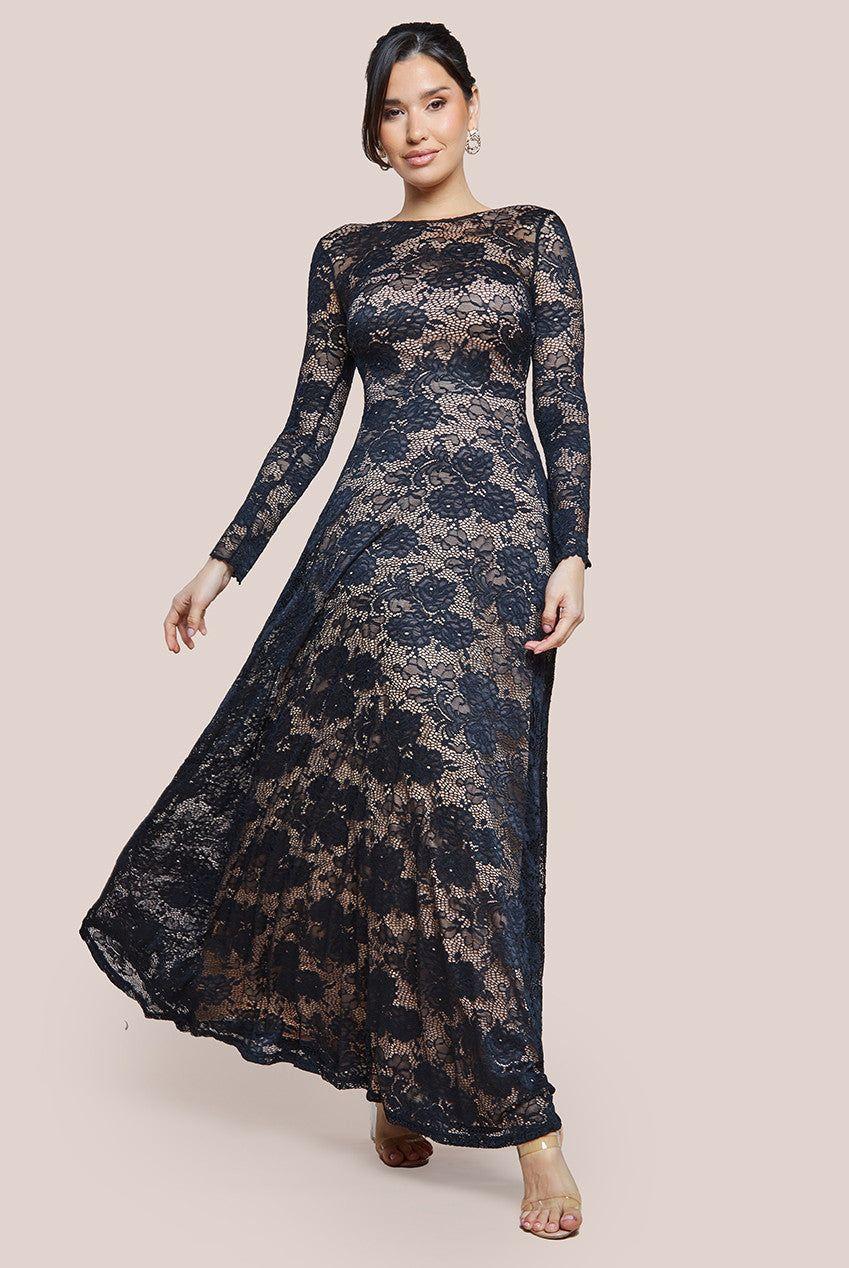 Scalloped Lace A Line Maxi Dress by GODDIVA