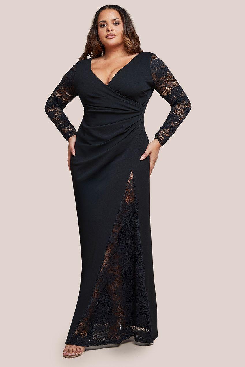 Scuba & Lace Wrap Maxi Dress by GODDIVA