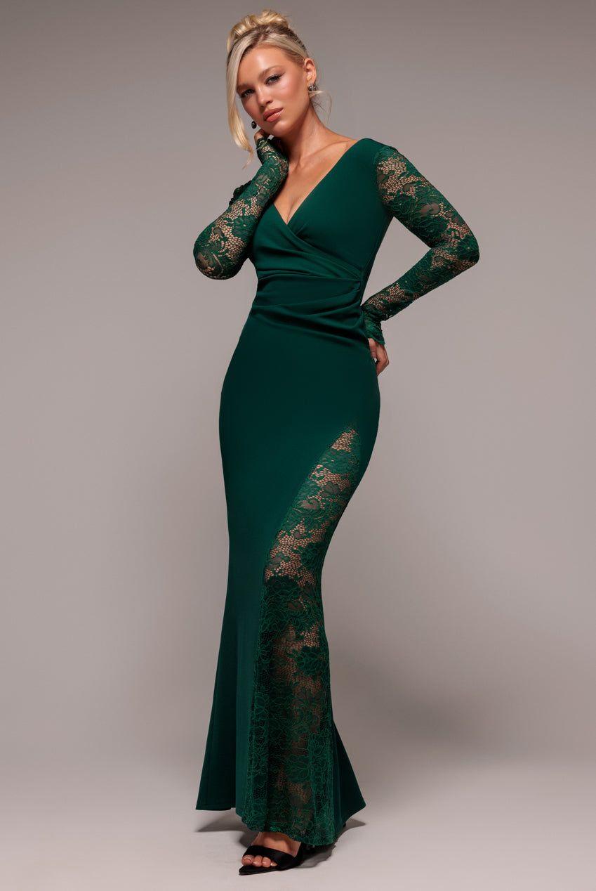 Scuba & Lace Wrap Maxi Dress by GODDIVA