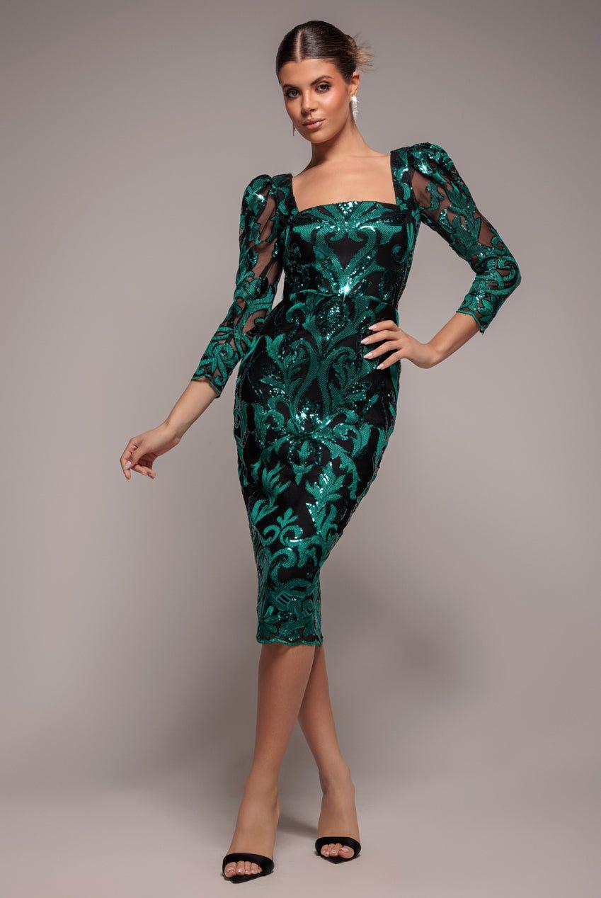 Square Neck Scalloped Lace Midi Dress by GODDIVA