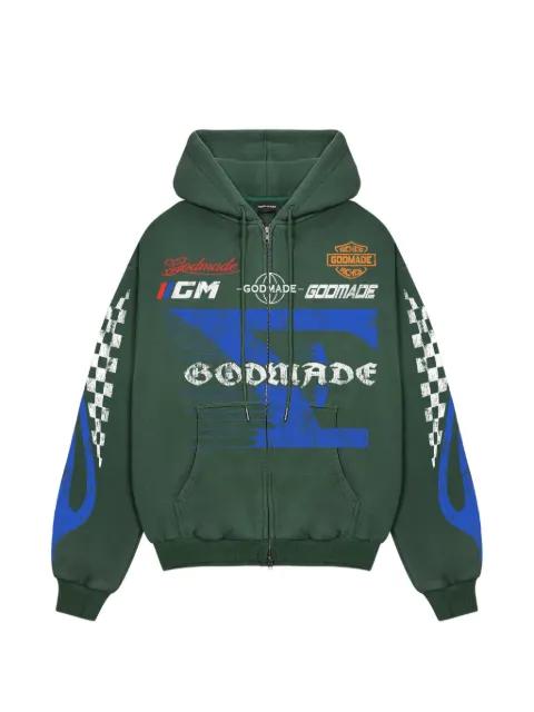 7 Speed logo-print zip-up hoodie by GODMADE