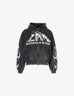 Graphic-Print Washed Cotton Hoody by GODMADE