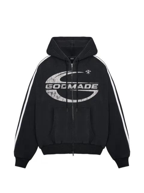Imperial logo-print side-stripe hoodie by GODMADE