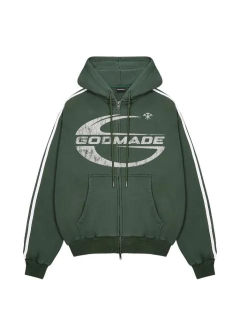 Imperial logo-print side-stripe hoodie by GODMADE