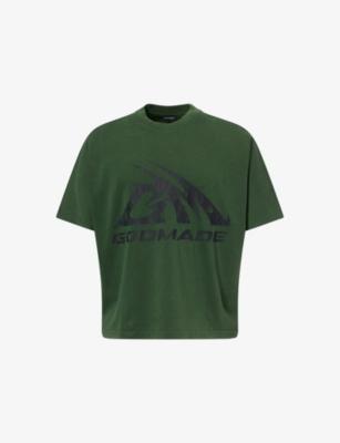 Logo-Print Crew-Neck Cotton T-Shirt by GODMADE