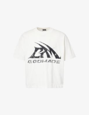 Logo-Print Crew-Neck Cotton T-Shirt by GODMADE