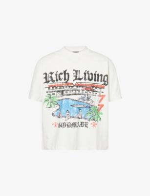 Rich Living Graphic-Print Cotton T-Shirt by GODMADE