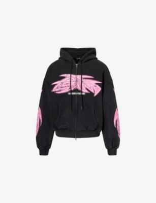 Vivid-Print Zipped Cotton-Jersey Hoody by GODMADE