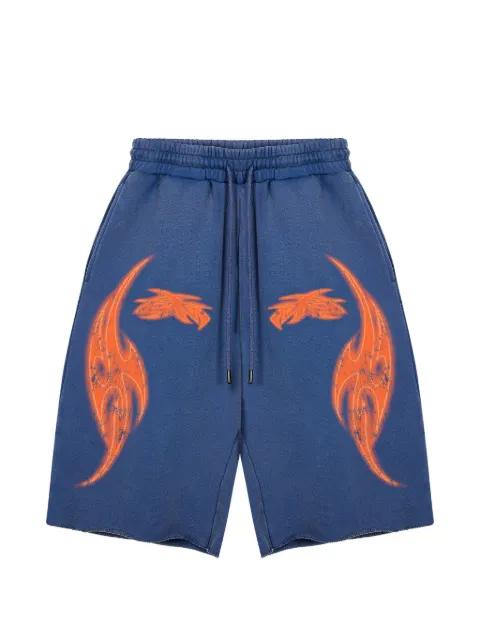 Vivid flame-print shorts by GODMADE