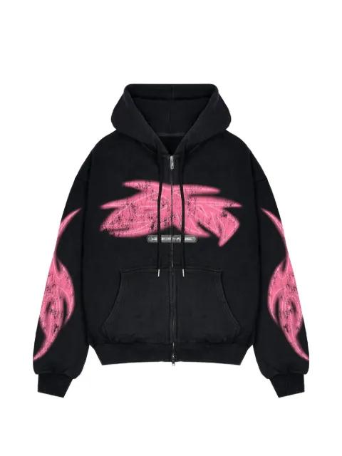 Vivid graphic-print zip-up hoodie by GODMADE
