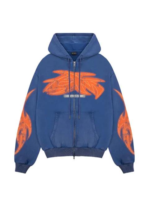 Vivid graphic-print zip-up hoodie by GODMADE
