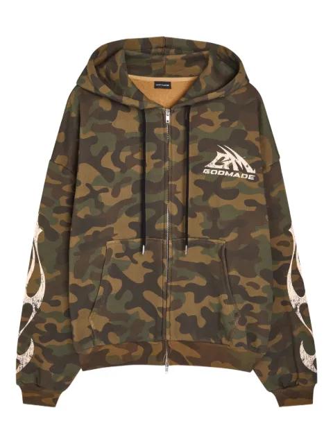 camouflage-print zip-up hoodie by GODMADE