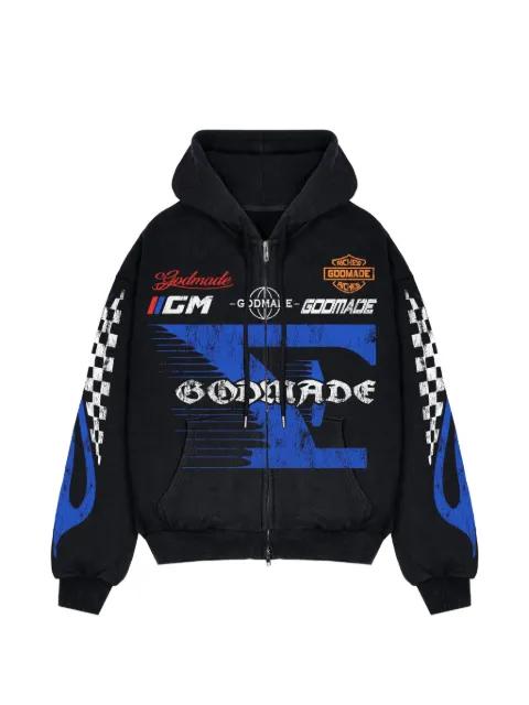 graphic-print zip-up hoodie by GODMADE