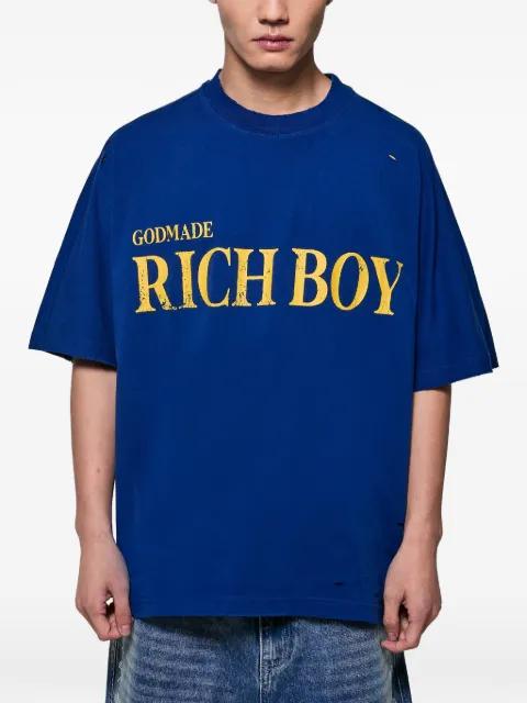 logo-print distressed T-shirt by GODMADE