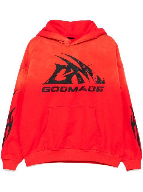 logo print hoodie by GODMADE