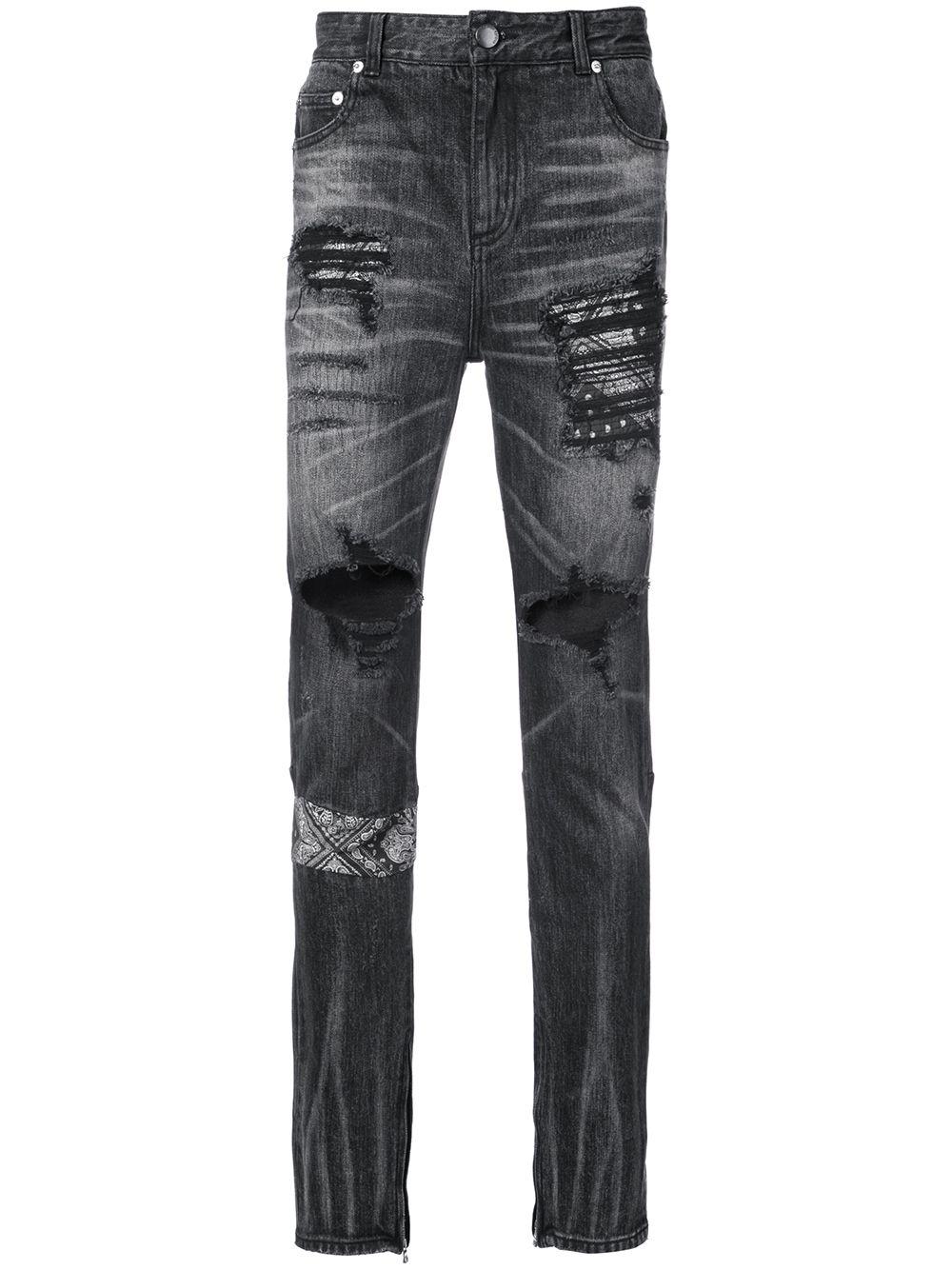 ripped paisley insert jeans by GOD'S MASTERFUL CHILDREN
