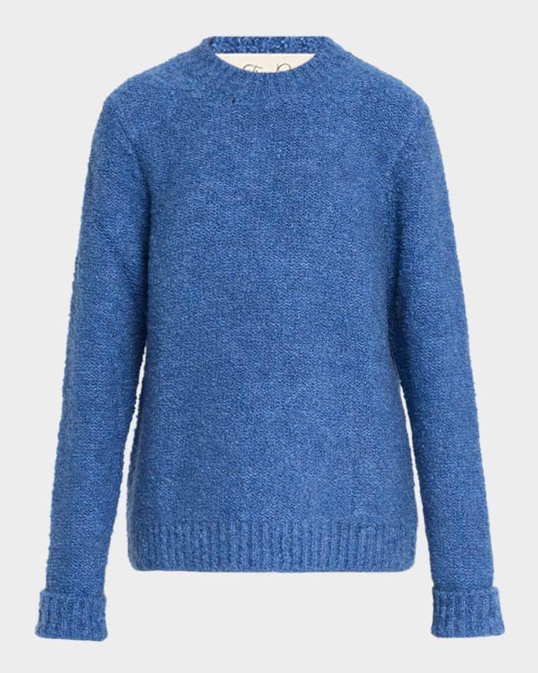 Cashmere Boucle Knit Crewneck Sweater by GOD'S TRUE CASHMERE