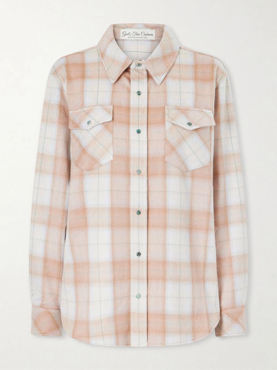 Champagne Tartan cashmere shirt by GOD'S TRUE CASHMERE
