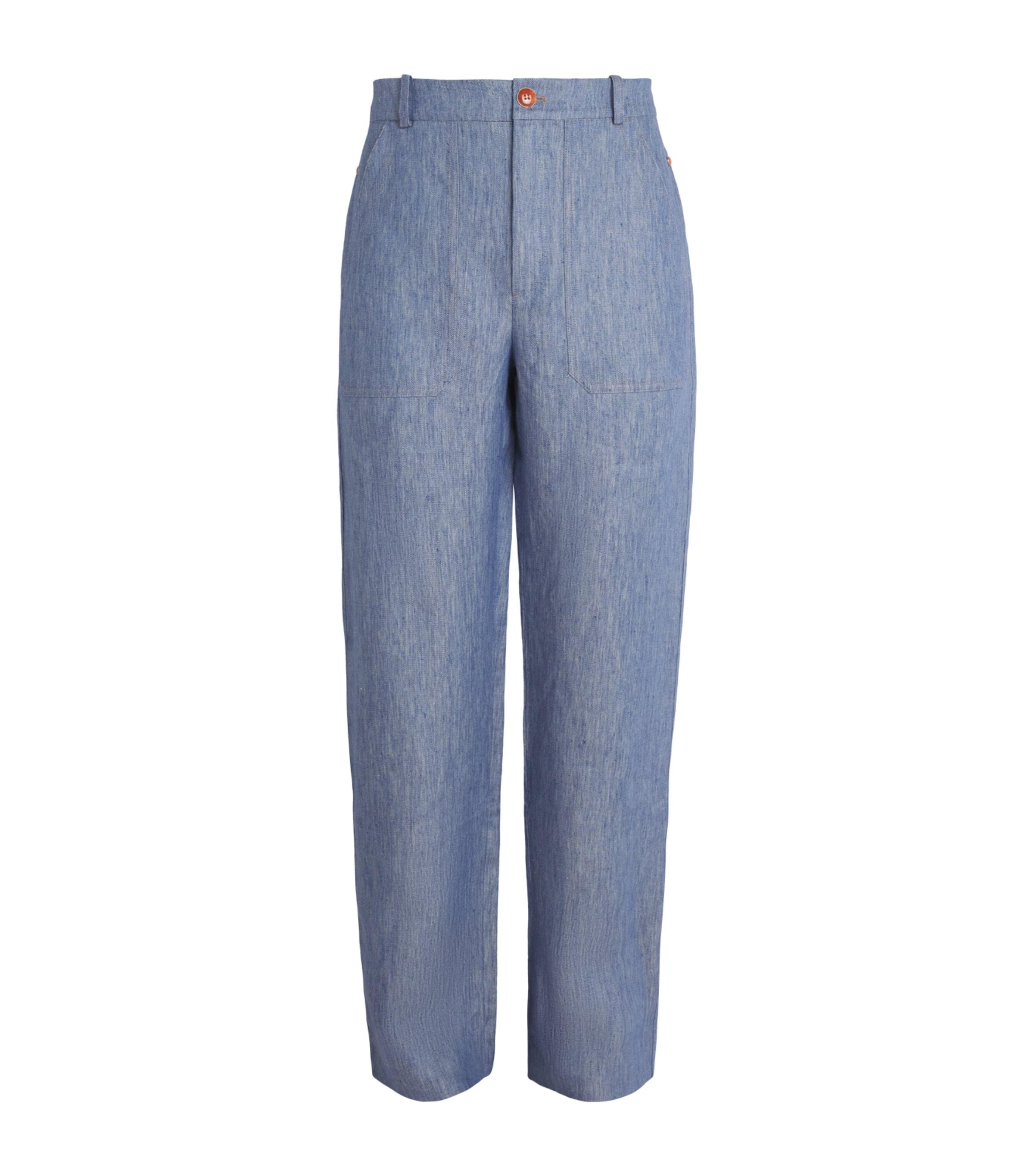GOD'S TRUE CASHMERE Linen-Denim Straight Trousers by GOD'S TRUE CASHMERE